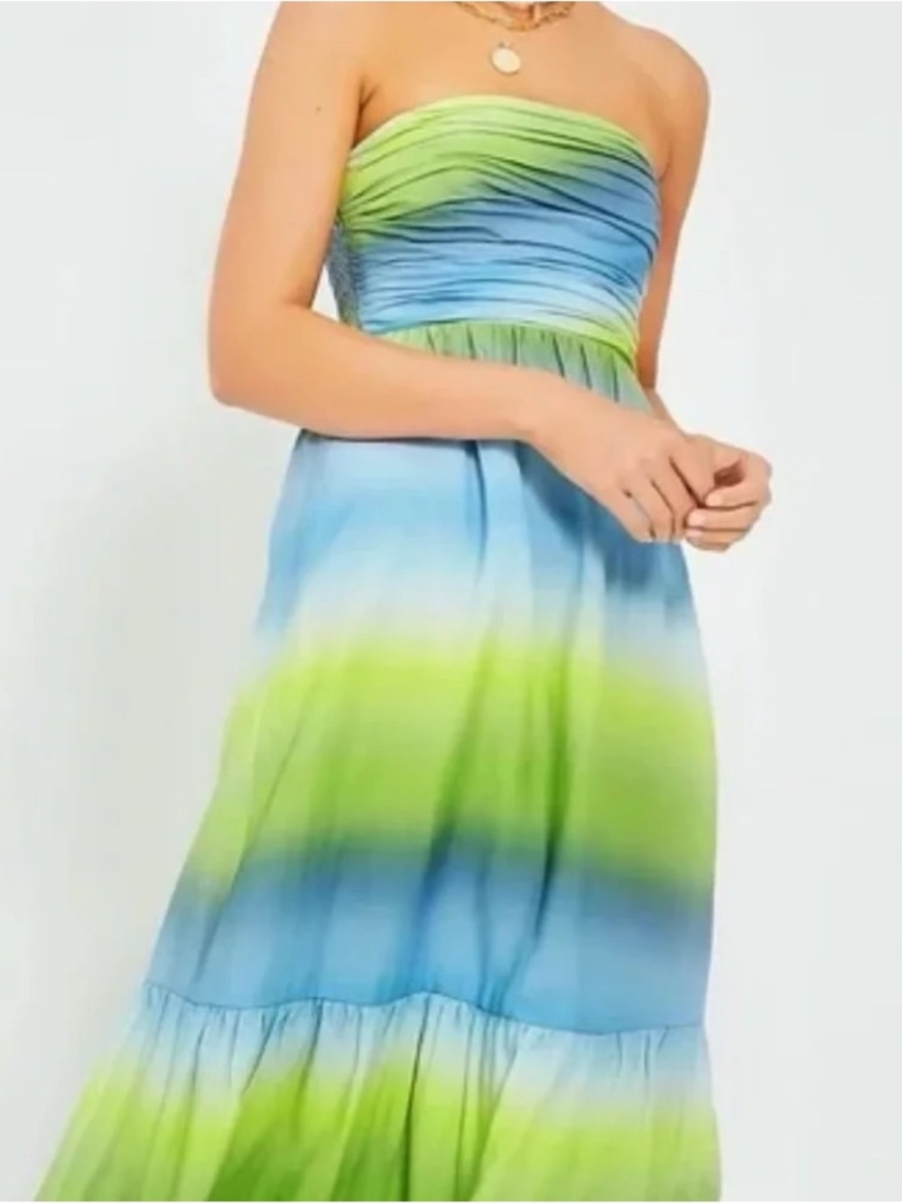 Tuckernuck Chartreuse and Sky Ombre Kaia Maxi Dress XS